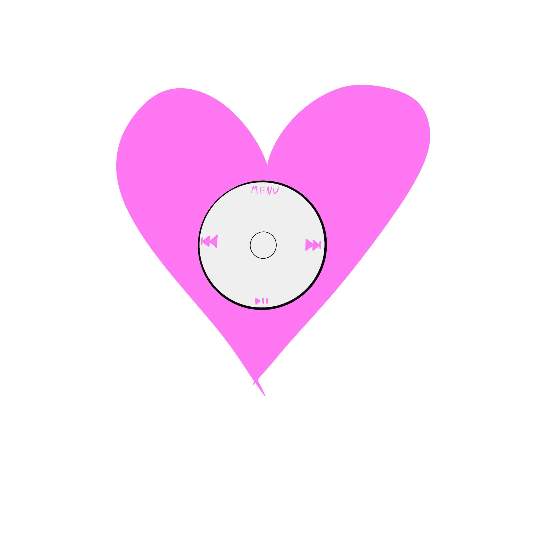 A pink heart with a clickwheel in the middle